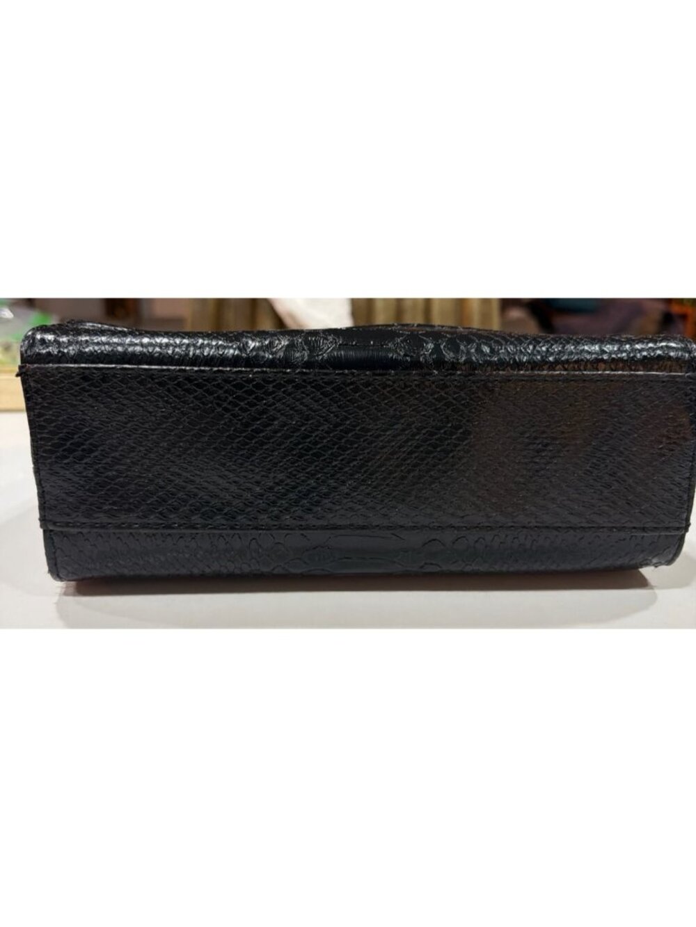 Vintage Liz Claiborne Black Snake Embossed Organizer Shoulder Bag - Picture 3 of 7